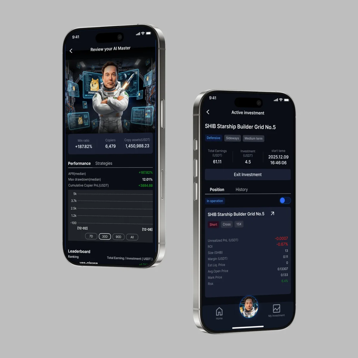 BingX app screens on device mockup